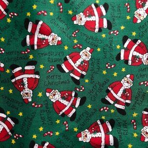 🛒 $17 4 1/3 yards Cotton Blend Fabric Merry Christmas Santa #889
